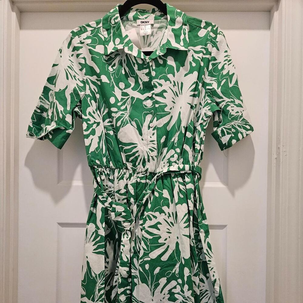 Dkny whitegreen floral print dress